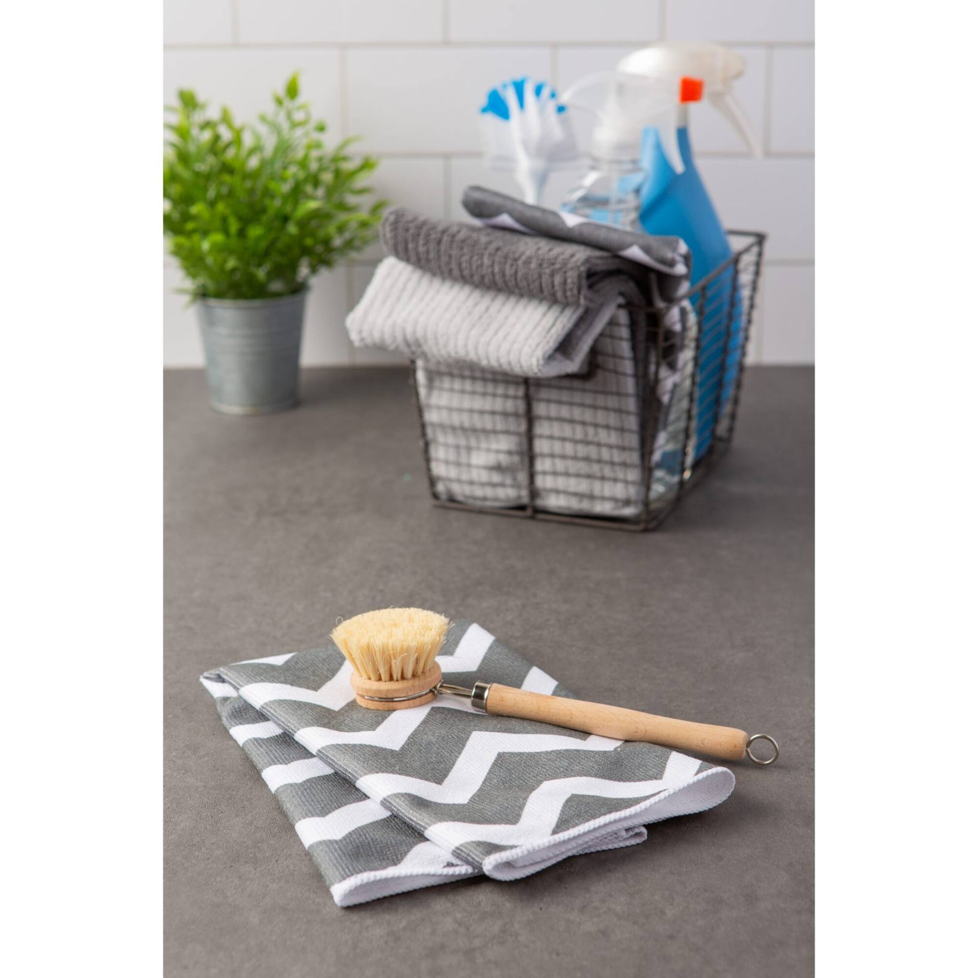 Gray Chevron Microfiber Dishtowel, 4ct.